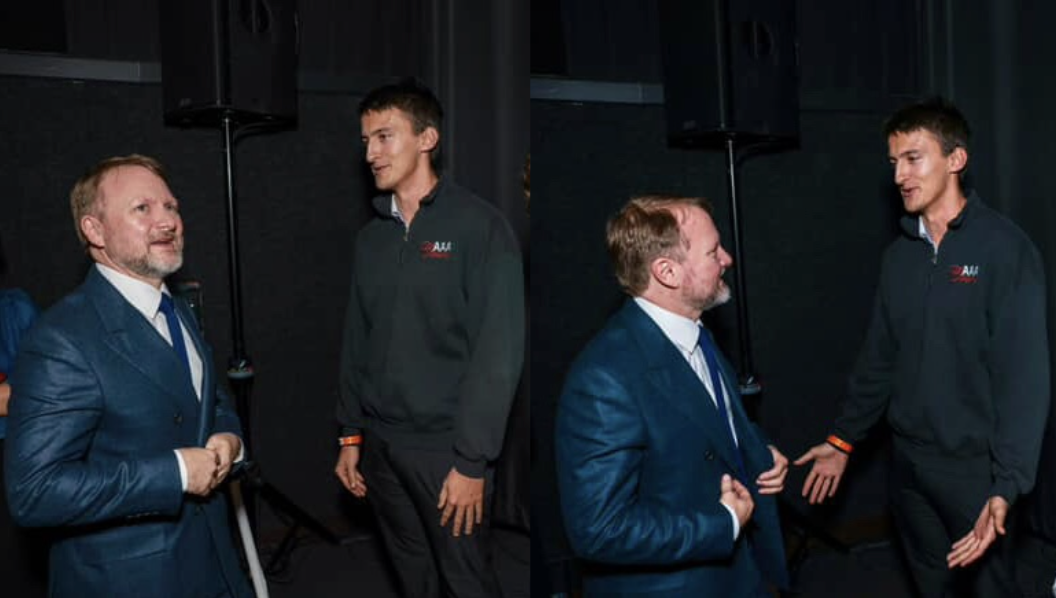 Adam Ampudia with Rian Johnson at Newport Beach Film Festival